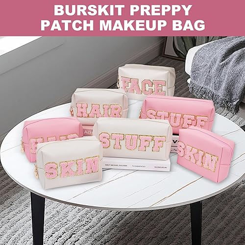 Miniatura 6 de Preppy Patch Stuff Bolsa de maquillaje portátil a granel de piel sintética bolsa de cosméticos impermeable organizador de viaje con cremallera bolsa