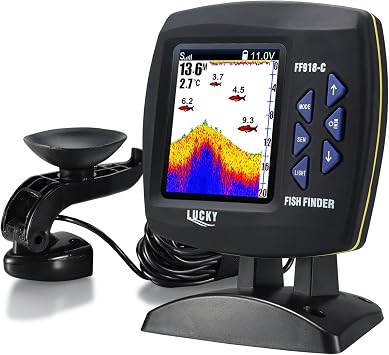 F918-C180S Fish Finder Wired Transducer Sensor Fishfinder 45 Underwater Fishing Camera Portable Fish Finder Waterproof Underwater Monitor LCD Fish Locator Boat Fishfinder Fish Detector