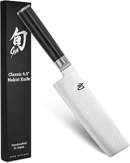 Shun Classic 6.5" Nakiri Knife | Handcrafted Japanese Vegetable Knife, Slicing Tool, VG-MAX Core, Damascus Stainless Steel Cladding, Pakkawood Handle