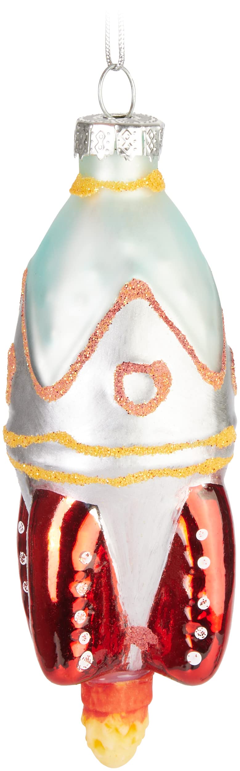 BRUBAKER Christmas Bauble - Hand Painted Blown Glass Christmas Tree Decoration Figurines Crazy Deco Pendant - Tree Ball - Rocket