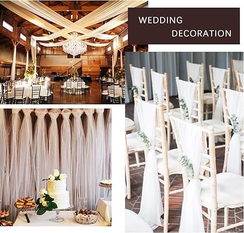 Miniatura 8 de Rollos de tela de tul blanco de 54 pulgadas por 20 yardas, perno de carrete de tutú para decoración de bodas, falda tutú de baby shower, envoltura