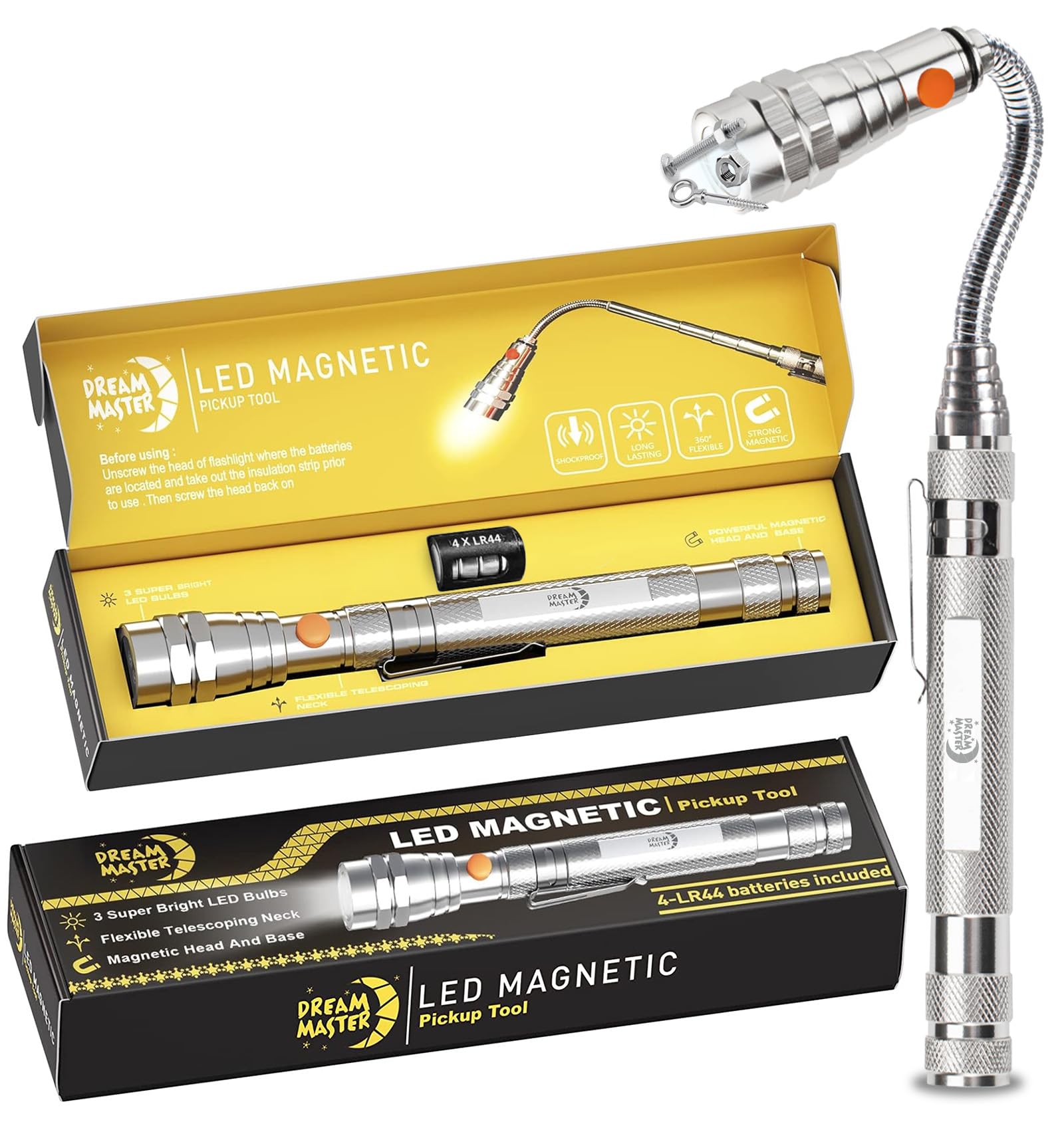 Magnetic Pickup Tool, Gifts for Men, Telescoping Magnet Flashlight, Gifts Idea & Valentines Day Gifts for Him, Men, Her, Teen Boys, Mechanic,