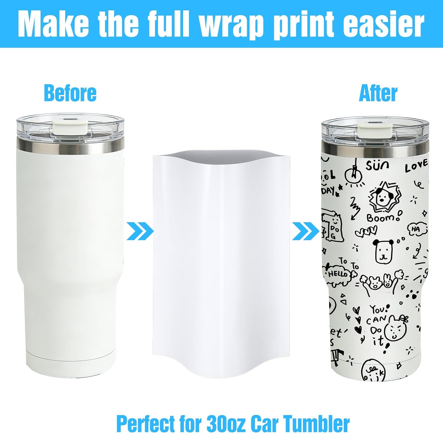 100 Pcs 8x12 Inch Sublimation Shrink Wrap Sleeves, PET Heat Transfer Shrink Film for Tumblers, Mugs, Cups, DIY Crafts and Personalized Gifts