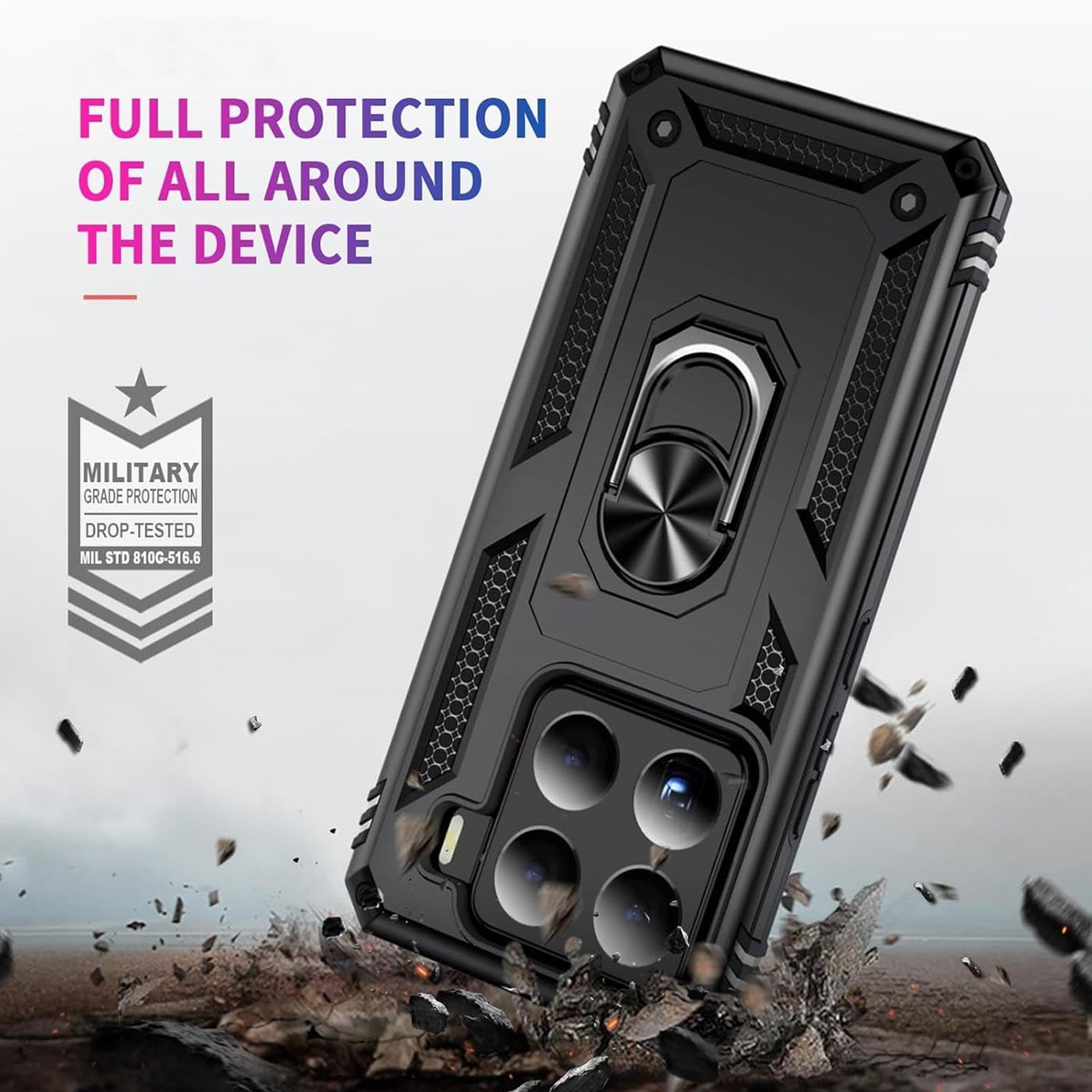 Verco Hybrid Armor Shield Case do Xiaomi 15, bardzo wytrzymałe, z magnetycznym uchwytem na palec, etui na telefon komórkowy do Xiaomi 15 5G, etui pancerne, czarne