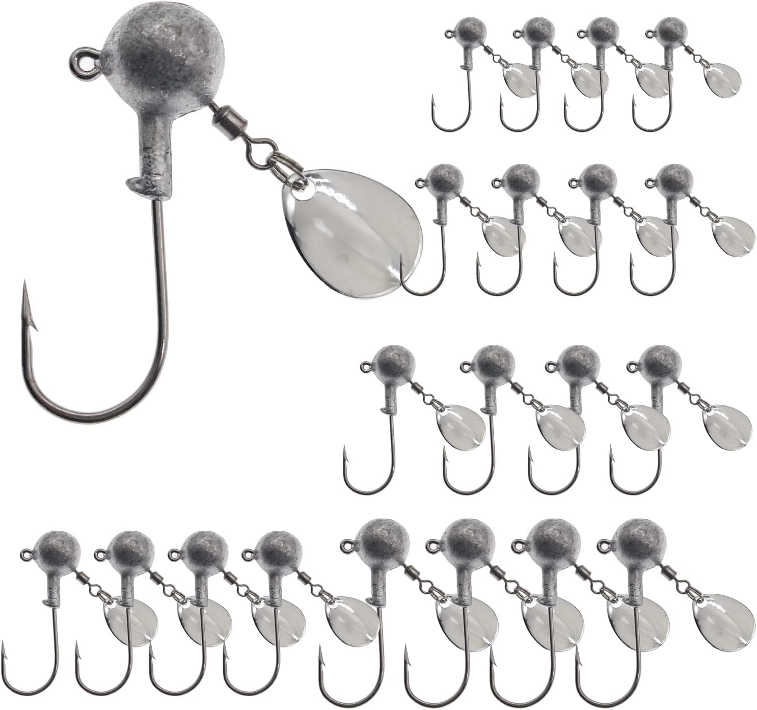 Lfemro 20pcs Jig Heads Freshwater Fishing Lures Jig Round