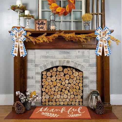 Miniatura 5 de 2 rollos de cintas de animales lindos para manualidades, para primavera y verano, con borde con cable, lazo azul a cuadros, lazo de arpillera para