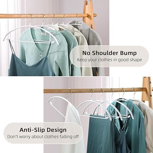 Miniatura 2 de MOPALL Perchas antigolpes, paquete de 20 perchas antideslizantes y ahorran espacio, perchas de ropa resistentes con revestimiento de goma, contorno