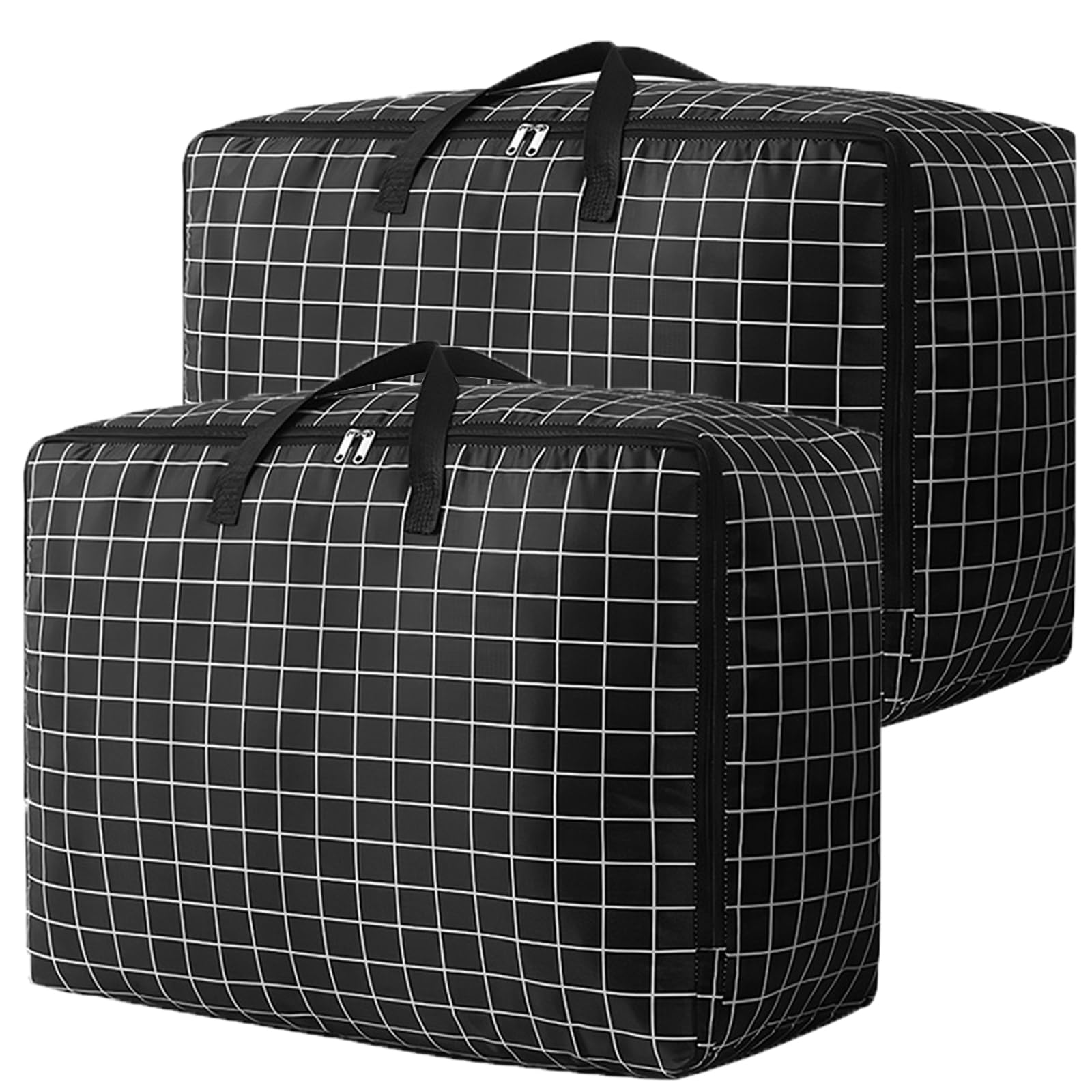 2 Pcs 105L Large Moving Bag Heavy Duty Storage Bag with Zips Moving Box with Lid for for Home, College Dorm, Camping, Clothes Bedding Duvet Quilt Blankets Toys