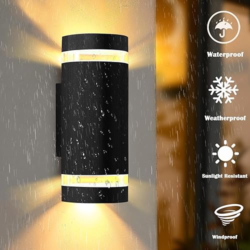 Miniatura 8 de iYogaled Luces de pared RGB para exteriores con control remoto RF, luz de porche que cambia de color, apliques de pared inteligentes hacia arriba