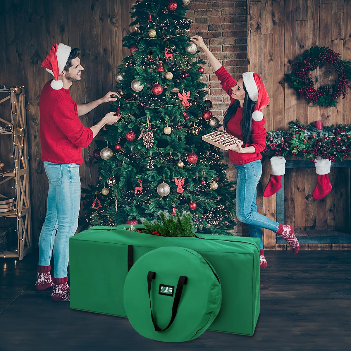 NUOBESTY Borsa portaoggetti in tessuto Oxford per albero di Natale, per organizzare le feste