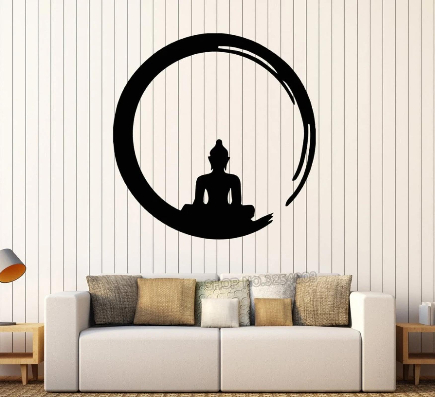 WEIMEIJIE Buddha Vinyl Wall Sticker, Buddhist Meditation Wall Sticker, Zen Religious Decoration, Living Room Wall Art Decal