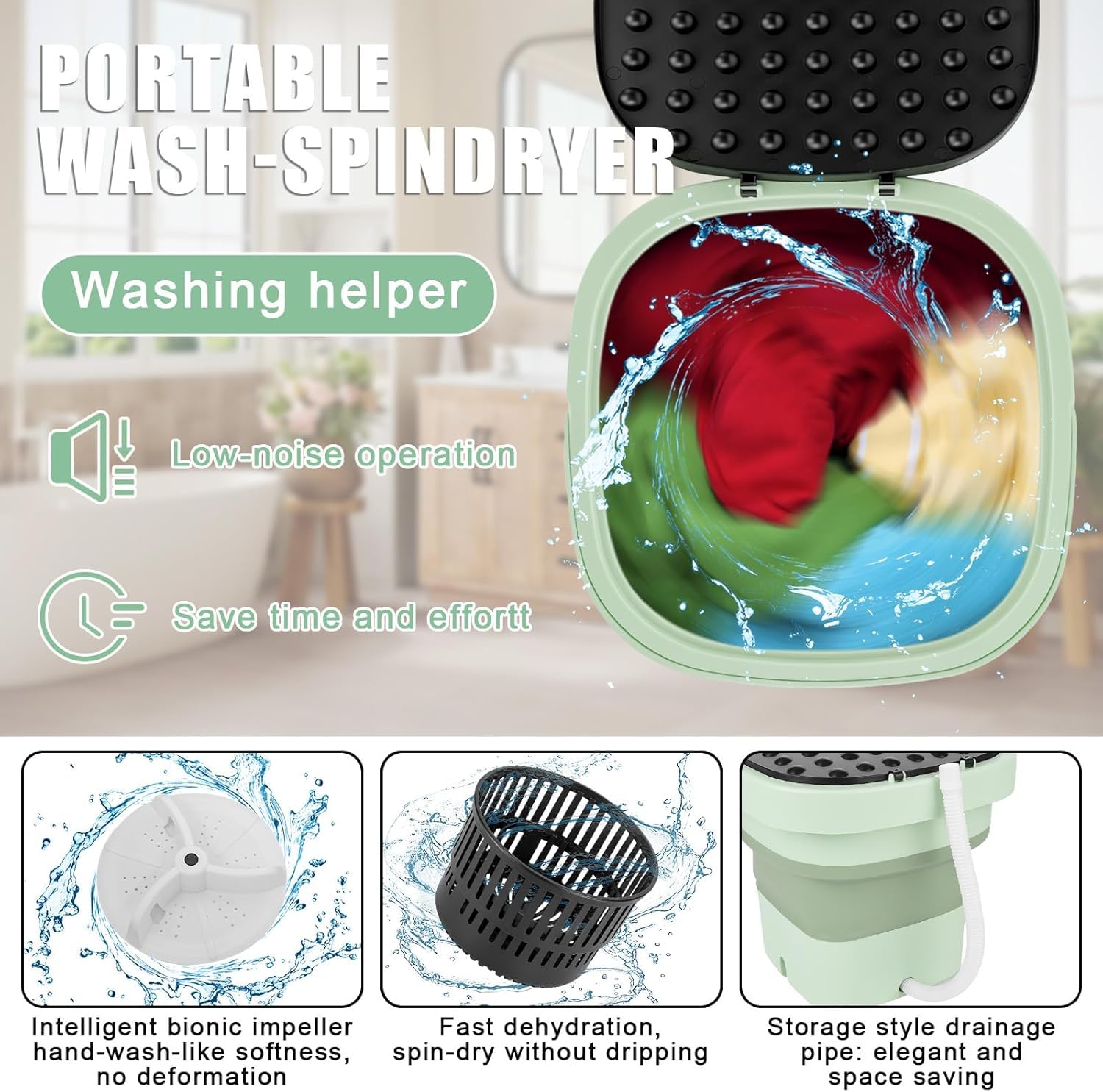 Mini lavatrice portatile da 8,5 l e cestello centrifugato | Mini rondelle portatili da 6,5 l e cestello rotante