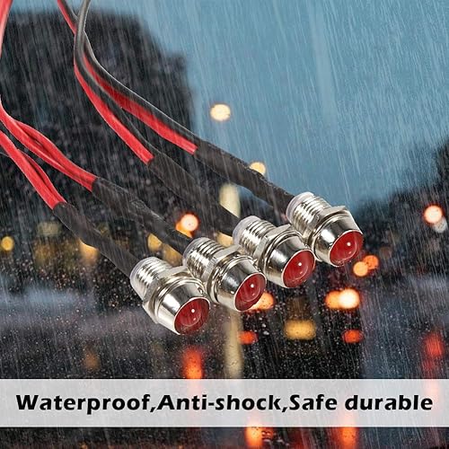 Miniatura 3 de Keenso 4 luces LED piloto de 12 V, lámpara indicadora de 0.315 pulgadas para coche, furgoneta, barco, luz indicadora, piloto, salpicadero, lámpara