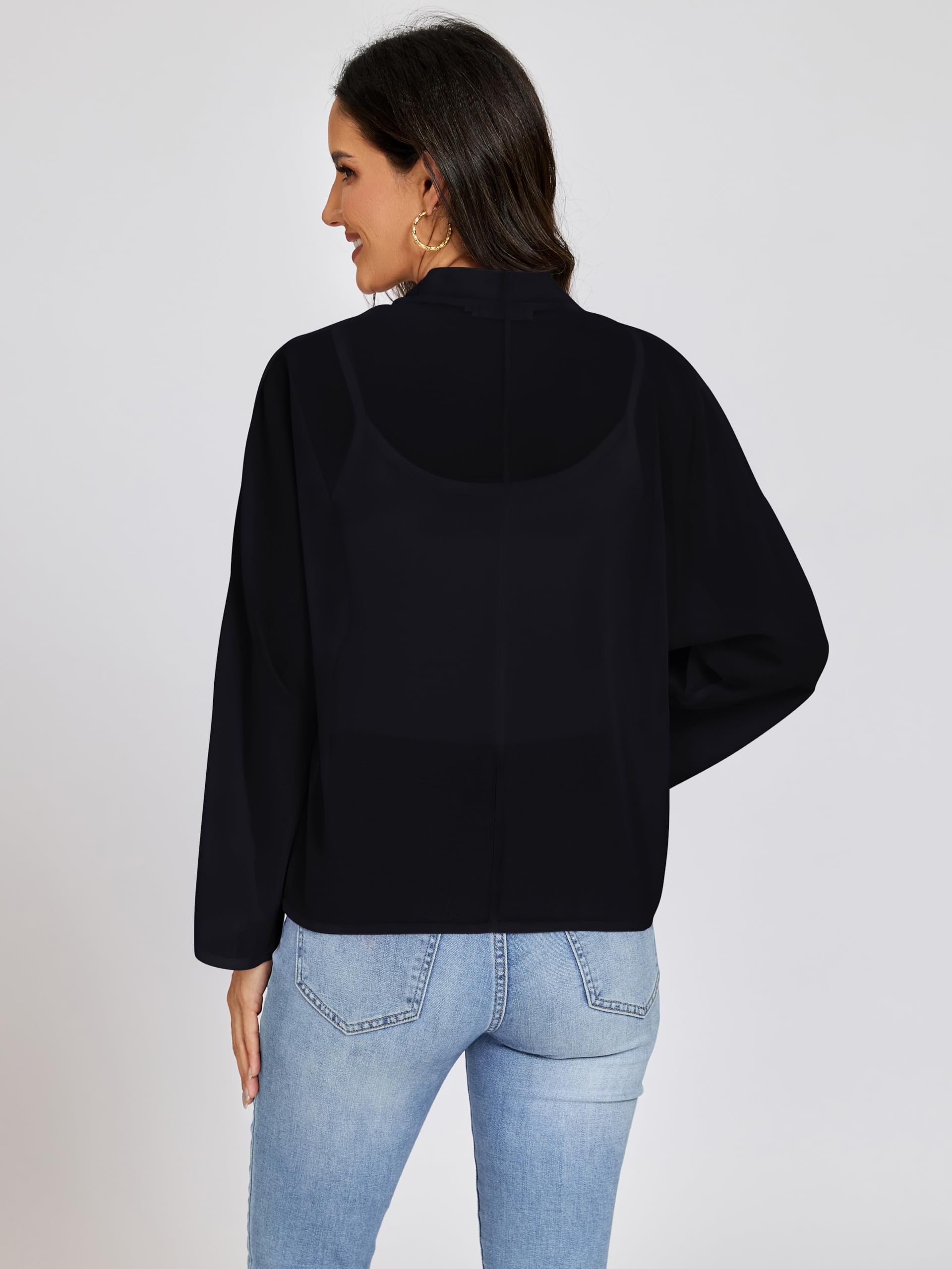Coprispalle Donna Elegante Cerimonia Cardigan Bolero Top Chiffon Manica Lunga Shrug Aperto sul Davanti Giacca Corta
