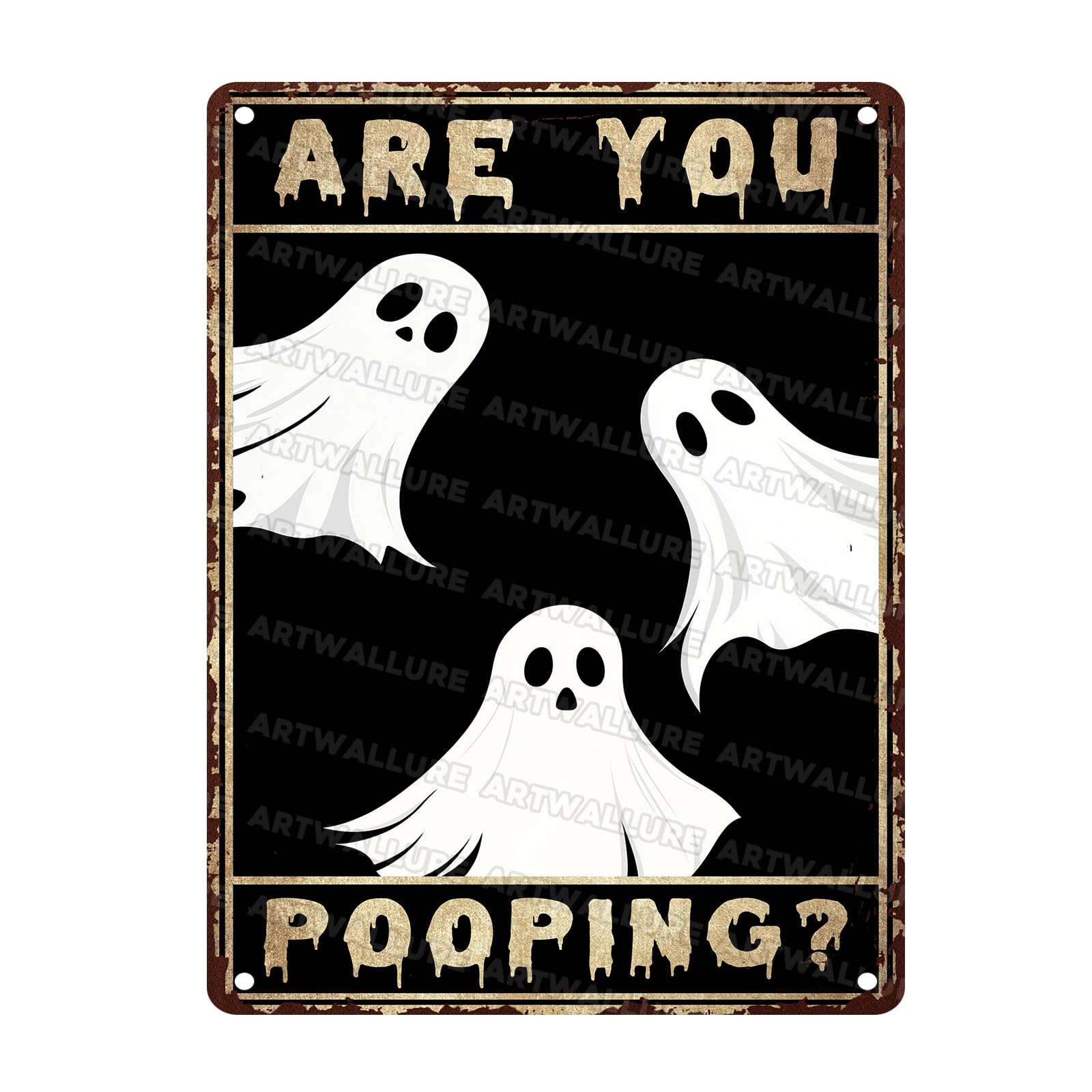 Ghost Metal Tin Sign Vintage Halloween Wall Art Rustic Bathroom Decor Tin Plaque Iron Painting Restroom Washroom 12x16inch