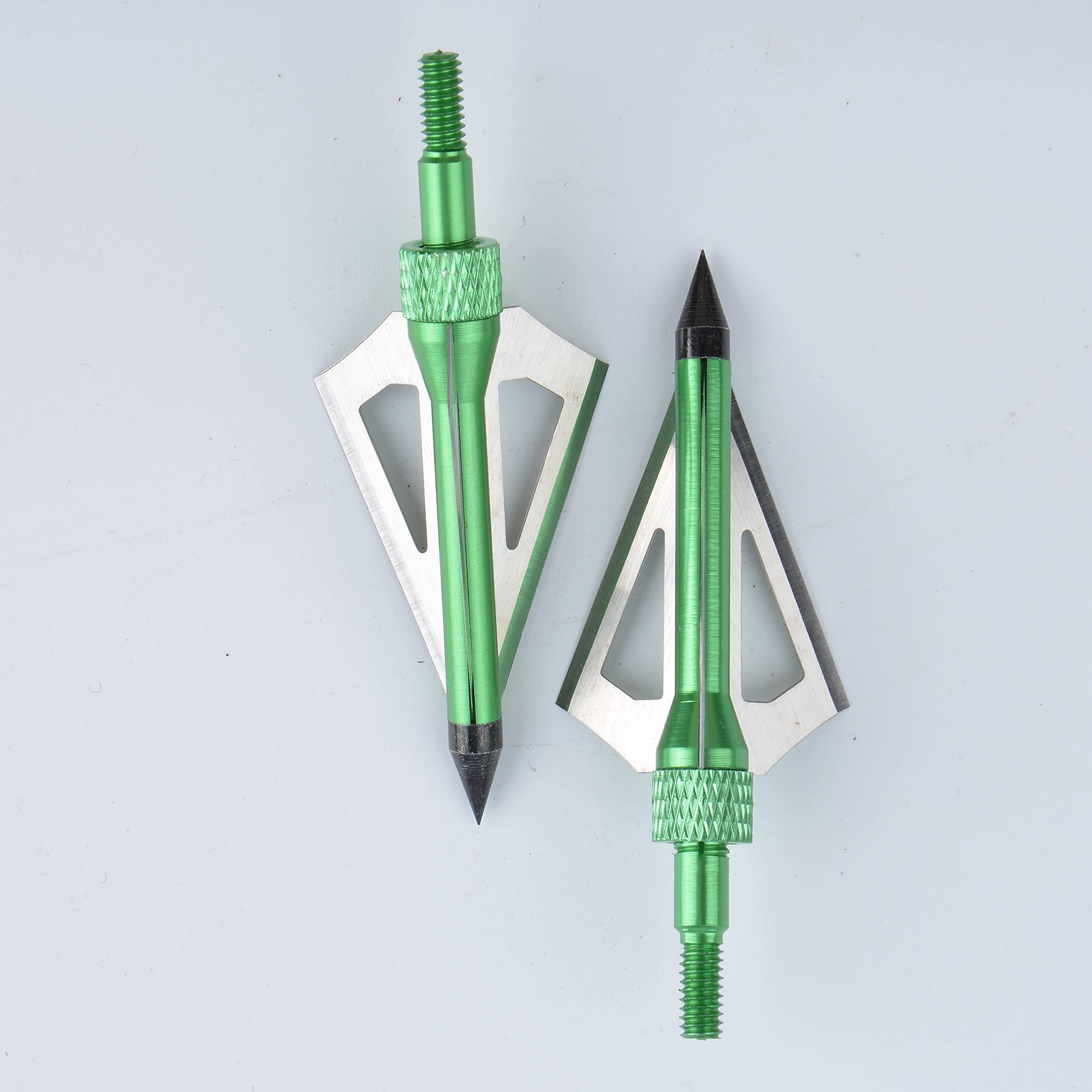 Lot de 6 pointes de flèche à 3 lames fixes pour tir à l'arc 100 grains avec boîte pour la pratique en extérieur Cible Arc à composé et arbalète (vert
