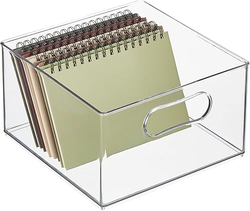 Miniatura 8 de mDesign Contenedor organizador apilable de plástico profundo, organización de oficina para archivador, armario, estantes y escritorio, capacidad