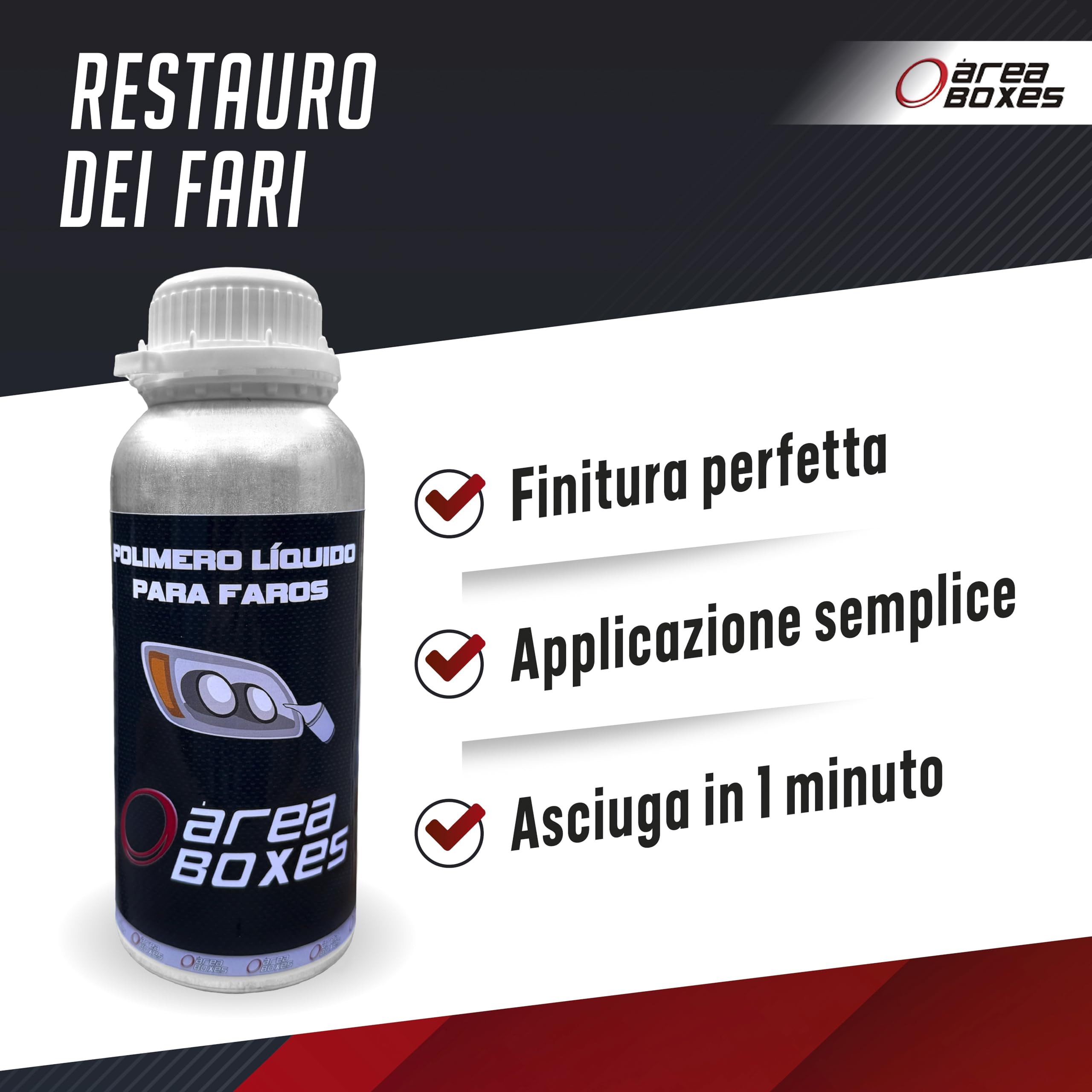 Kit Ripristino Fari Auto con POLIMERO Liquido. Kit Completo di Polimeri Rapido E Semplice, Tutto Il Cecessario per Ripristinare i Tuoi Fari Completamente Come Nuovi. (Solo)