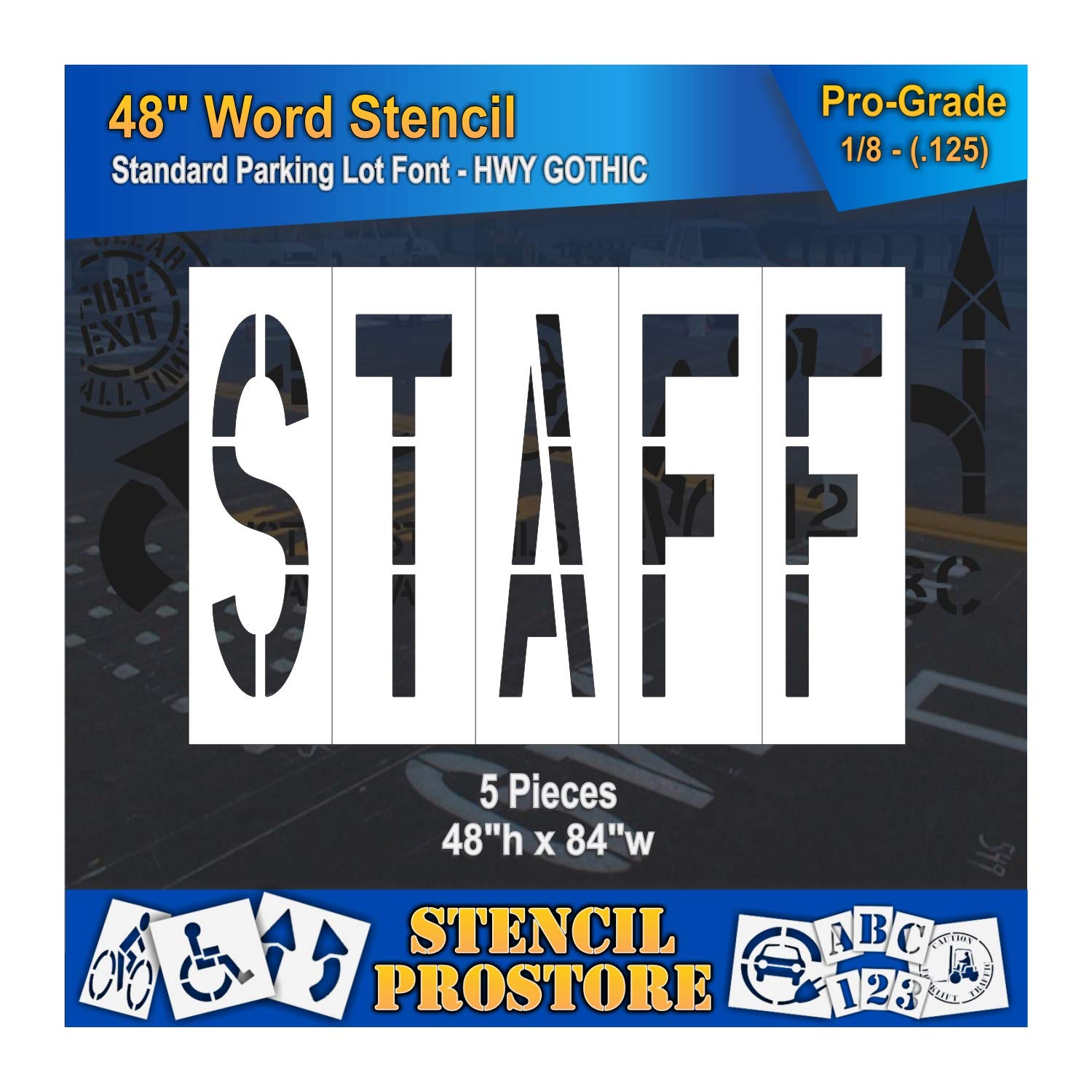 Pavement Marking Stencils - 48 inch Staff Stencil - 48" x 85" x 1/16'' (63 mil) - Light-Duty