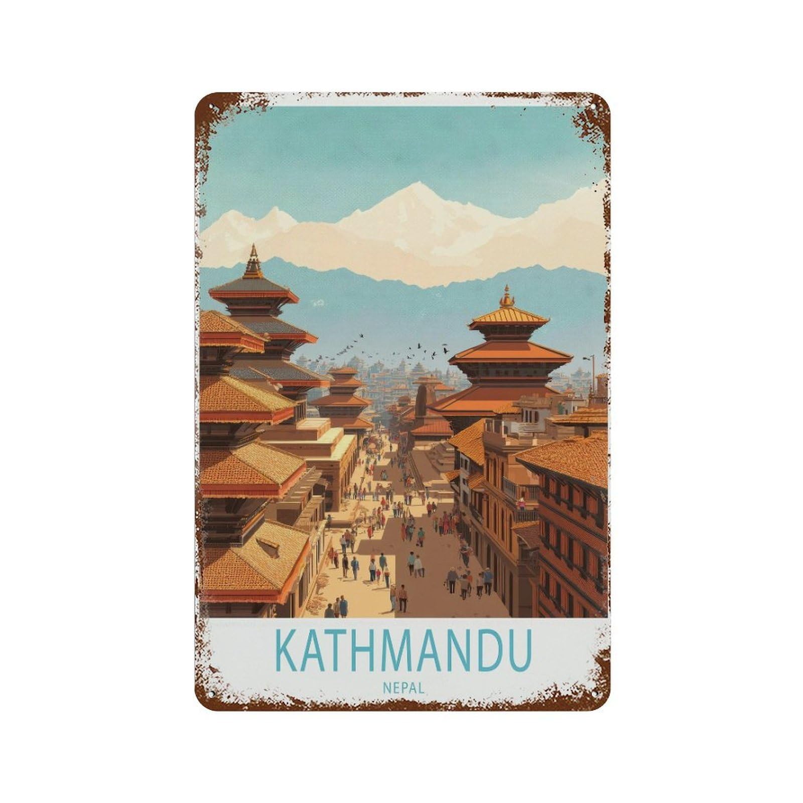 xiaoxiaoshen Kathmandu Travel Nepal Hanging Décor, Gift Wall Decor Art Metal Tin Poster Modern Home Decor Art Home Bar Shop Decorations Vintage Sign 30x20cm