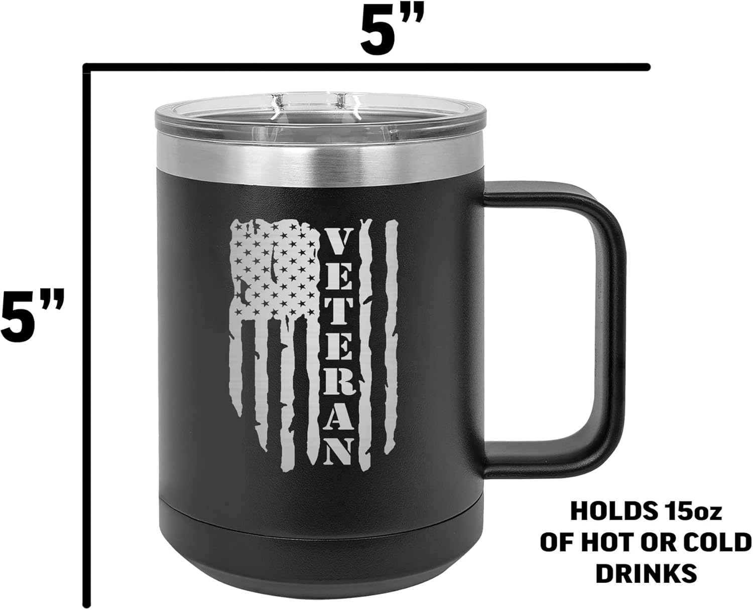 Rogue River Tactical USA Tattered American Flag Veteran Heavy Duty Stainless Steel Black Coffee Mug Tumbler With Lid Novelty Cup Great Gift Idea - Image 4