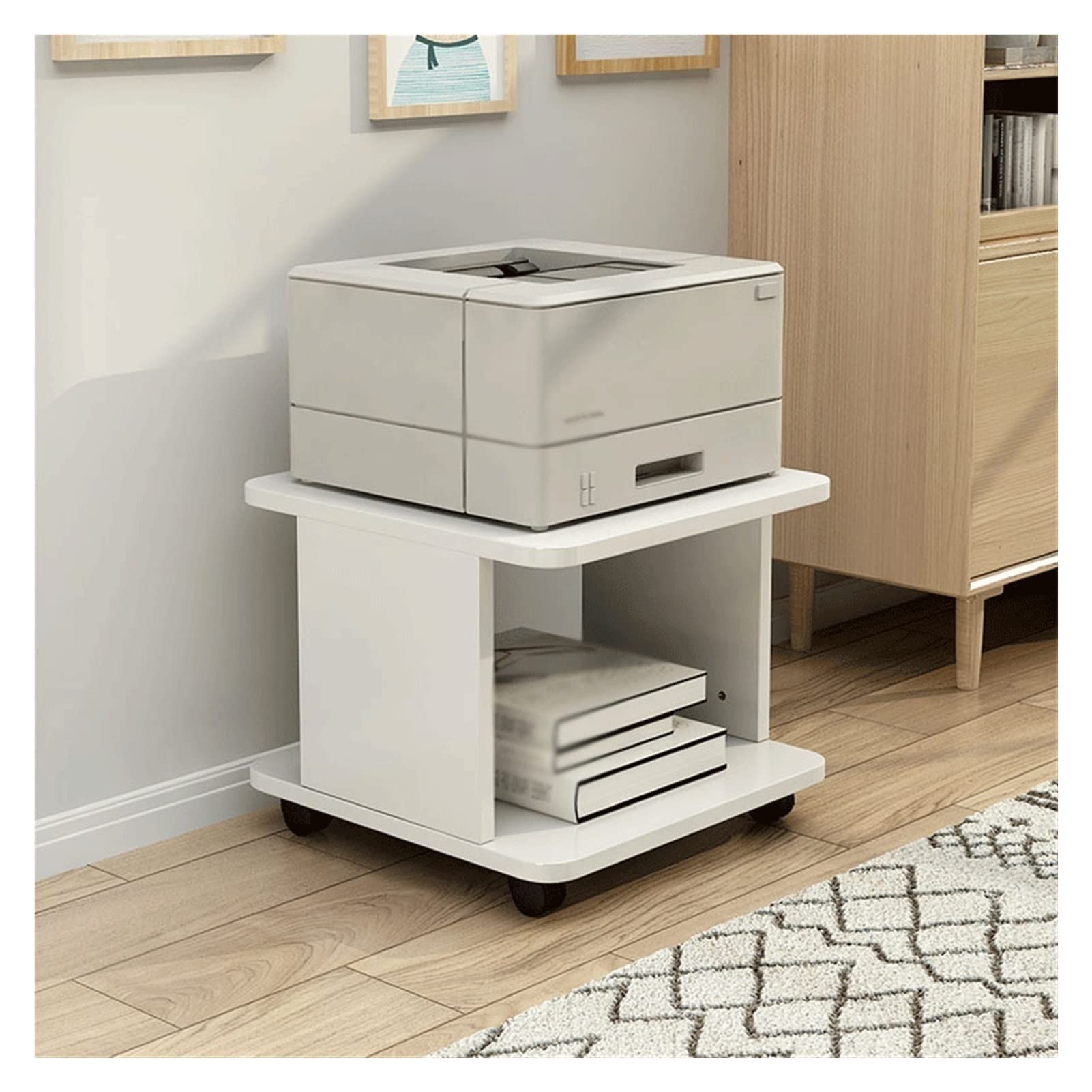 YNWDBY Home Printer Stand Printer Stand Office Multi-Layer Mobile Printer Rack Home Pulley Fax Machine Rack Heavy-Duty Copier Storage Rack Printer Table for Home Office(D)