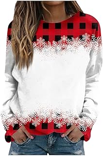 VVNHJA Christmas Shirts for Women Sweatshirt Women Plaid Leopard Graphic Long Sleeve Pulllover Tops Cute Funny Sweatshirts Christmas Sweatshirt Womens Christmas Sweatshirt Christmas Sweatshirts