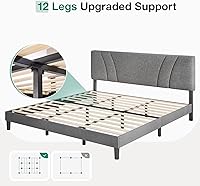 Vista 114 de Novilla Base de cama de plataforma tamaño Queen con cabecera ajustable tapizada, marco de cama Queen, no necesita somier, sin ruido, fácil montaje