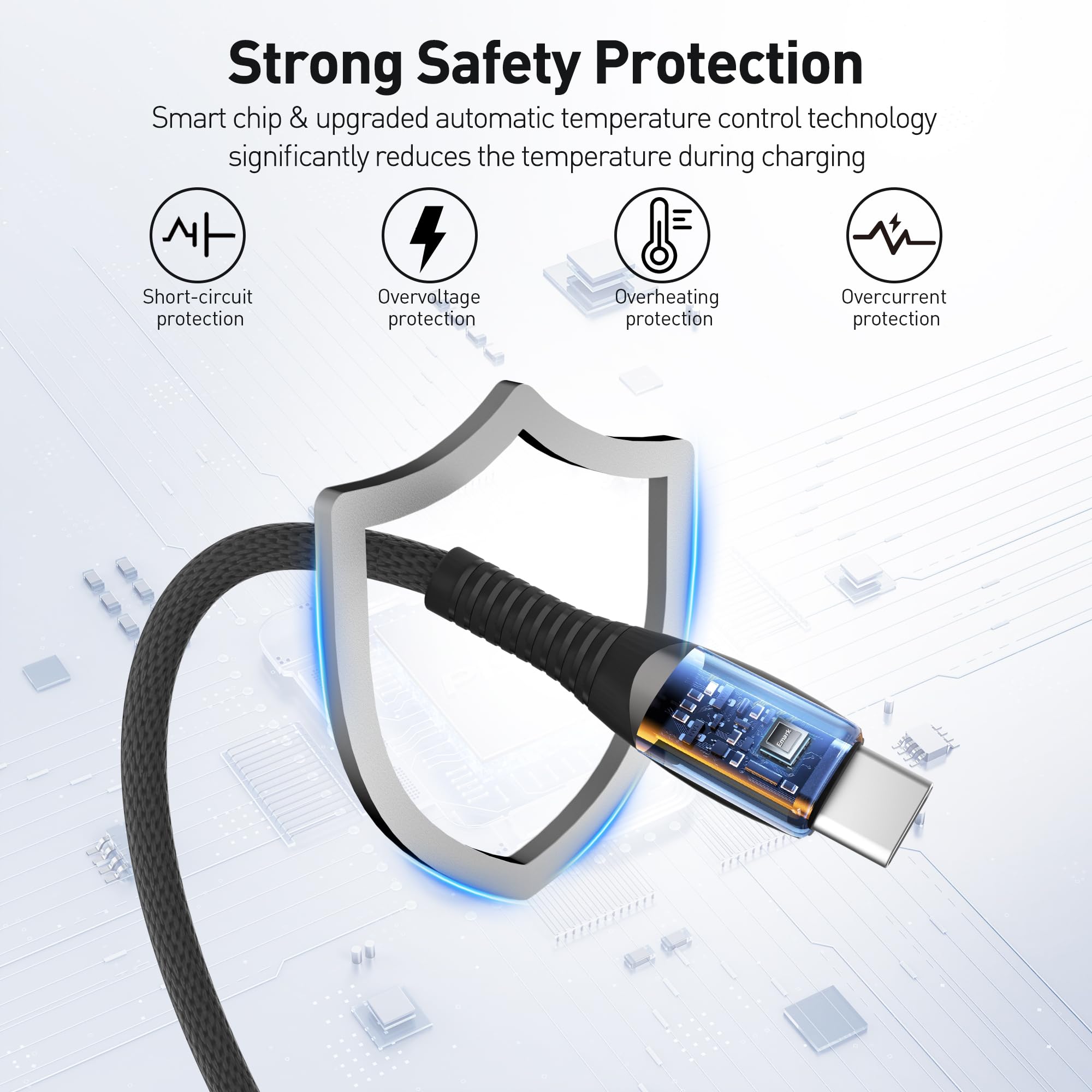 YISH Kabel USB C na USB C [2M/100W], 5A PD/QC3.0 Typu C Szybkie Ładowanie, Nylonowy Pleciony Kabel do Ładowania USBC kompatybilny ze MacBook iPhone 17 16 15 Pro Max Samsung S25 S24 S23 Ultra iPad