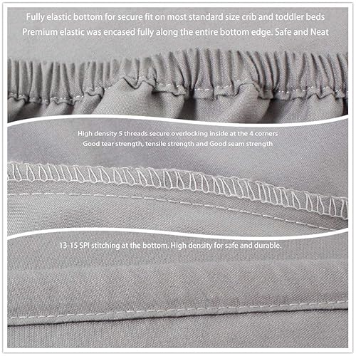 Miniatura 6 de CaSaJa Juego de 3 sábanas bajeras para cuna, extrasuaves, transpirables, de 9 pulgadas de profundidad, para cama estándar de niño de 28 x 52