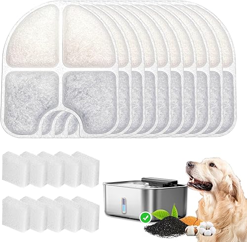 FEELNEEDY - Paquete de 10 filtros de repuesto para dispensador de agua para perros de 3 galones12 litros (FN-W13), juego de 5 meses para dispensador