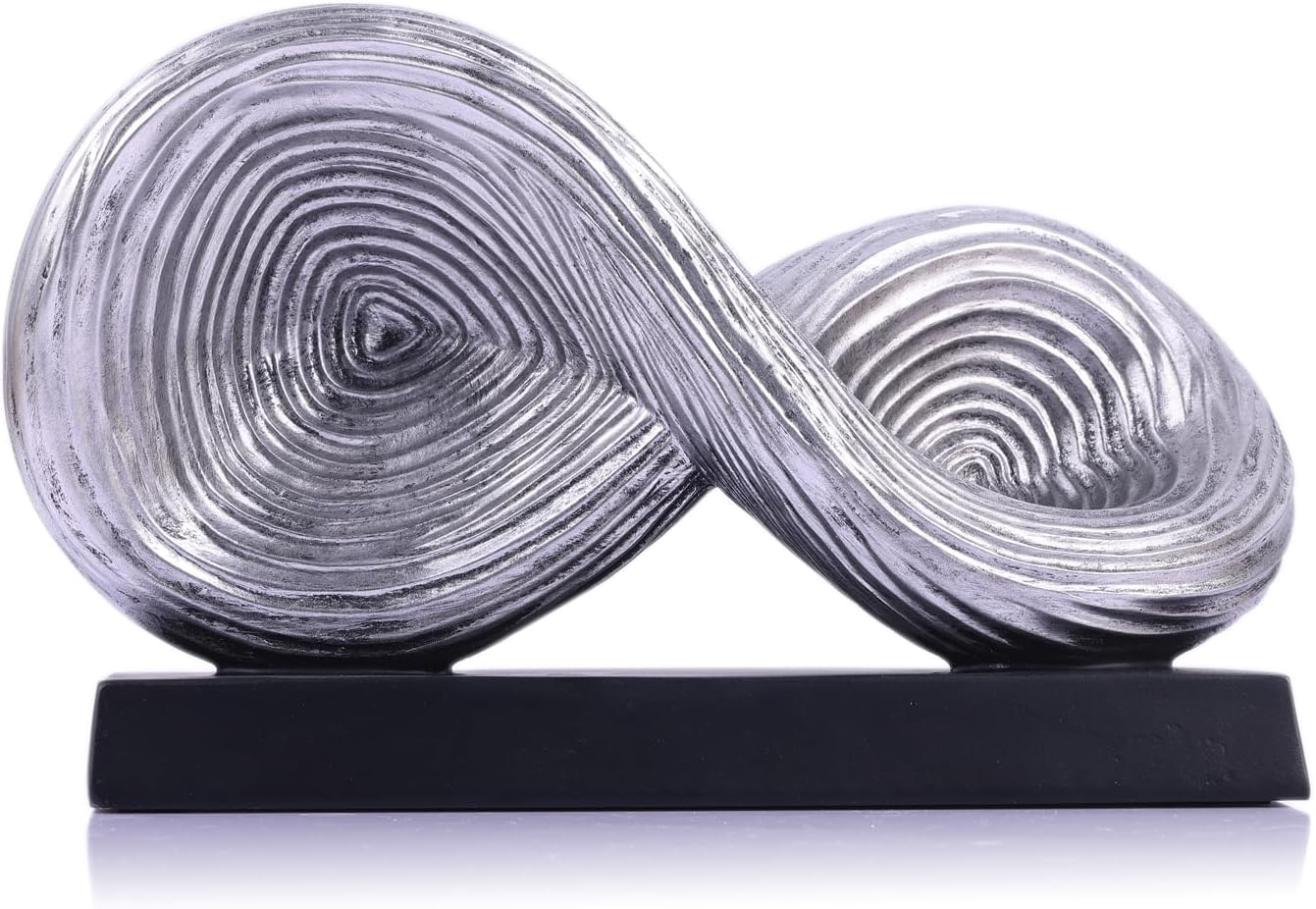 5.5‘’ Infinity Knot Sculpture - Abstract Decorative Object, Modern Infinity Loop Symbol for Home Decor, Knick Knacks for Shelves, Living Room Table, TV Stand, Geometric Coffee Table Statues(Silver)