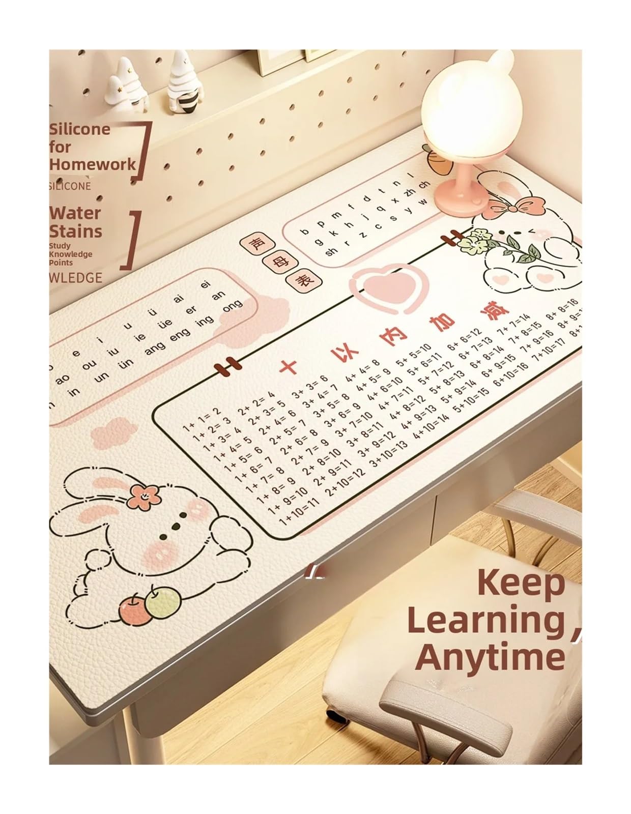 Tappetino Scrivania In Pelle Tappetino da scrivania for l'apprendimento con tovaglia in silicone morbido impermeabile for bambini e studenti(Color 11,80 * 130cm)