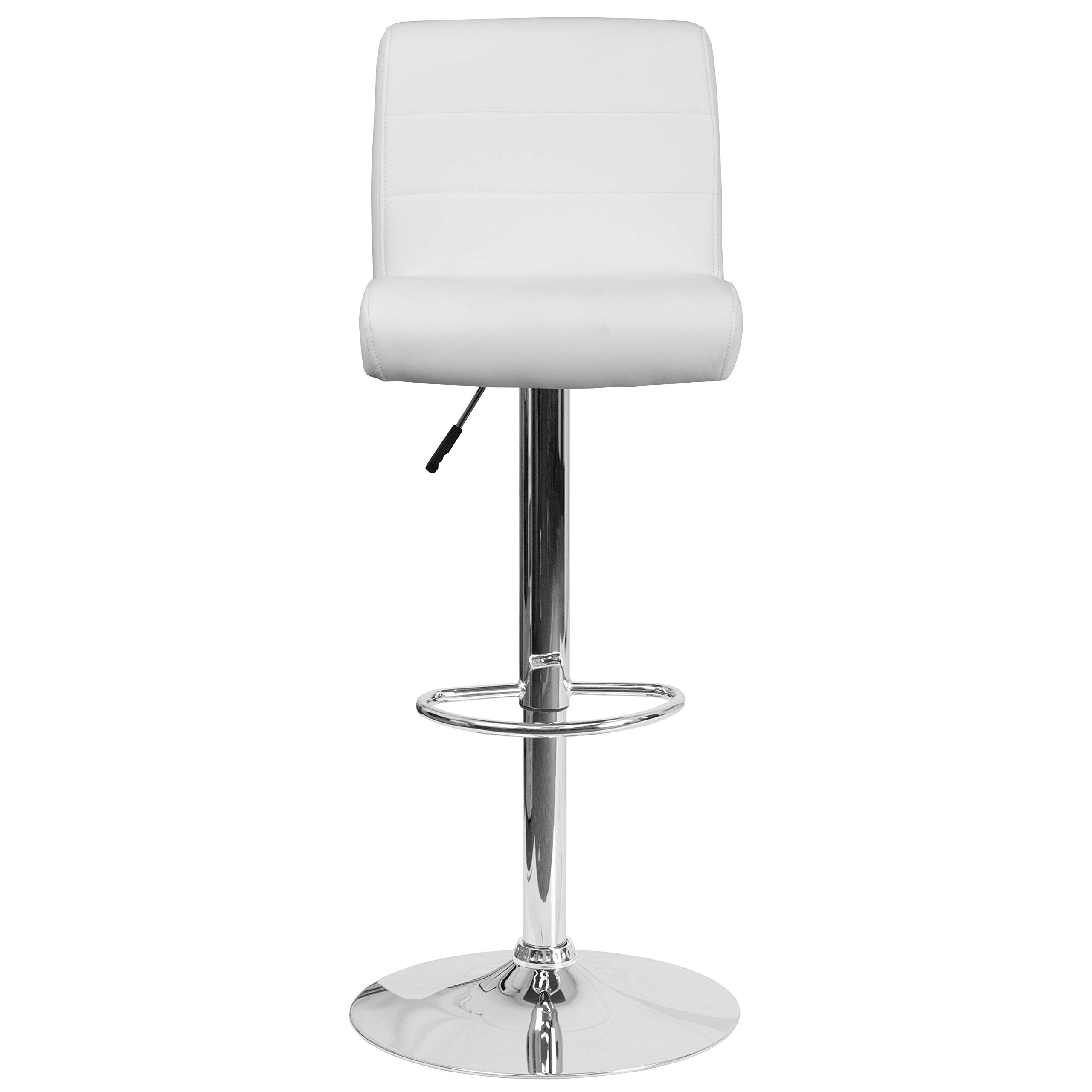Flash Furniture Marietta - Set di 2 sgabelli da Bar in Vinile, Altezza Regolabile, con Seduta arrotolata e Base cromata, Colore: Bianco