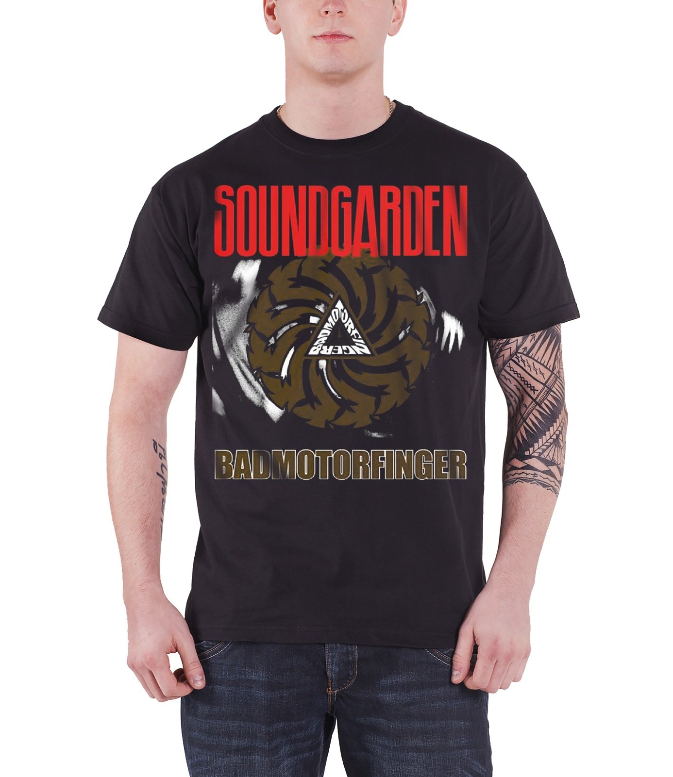 Soundgarden Men's Black T Shirt Badmotorfinger Band Logo Official S