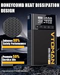 VTOMAN X7 Démarreur avec Compresseur d'Air, Démarreur Portable de Voiture 4250A avec Gonfleur Numérique 160PSI, Boîte de Chargeur de Batterie Lithium 12V avec Charge Rapide Type-C (10L Gaz/10L Diesel) Noir