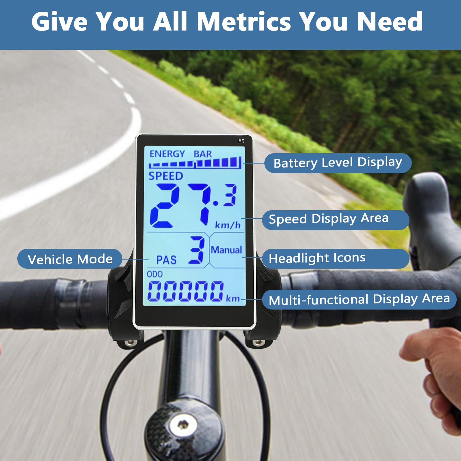 Display LCD per Scooter Elettrico Tachimetro per Bici Pannello di Controllo dello Schermo di Visualizzazione per Scooter Elettrico ABS con Connettore Resistente All'acqua a 6