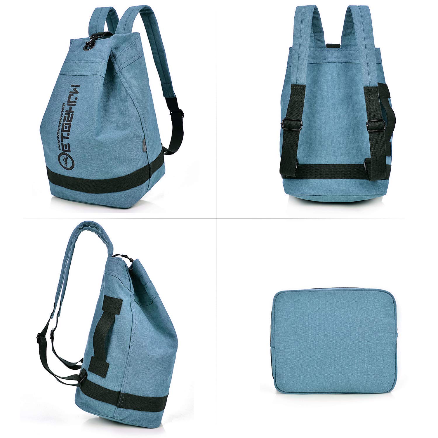 FANDARE Retro Rucksäcke Laptop Schulrucksack Leinwand Schultasche Mädchen Schulranzen Reise Tagesrucksack Teenager Daypacks für Herren Damen Uni Büro Alltag Freizeit Campus Wandern Dauerhaft Blau