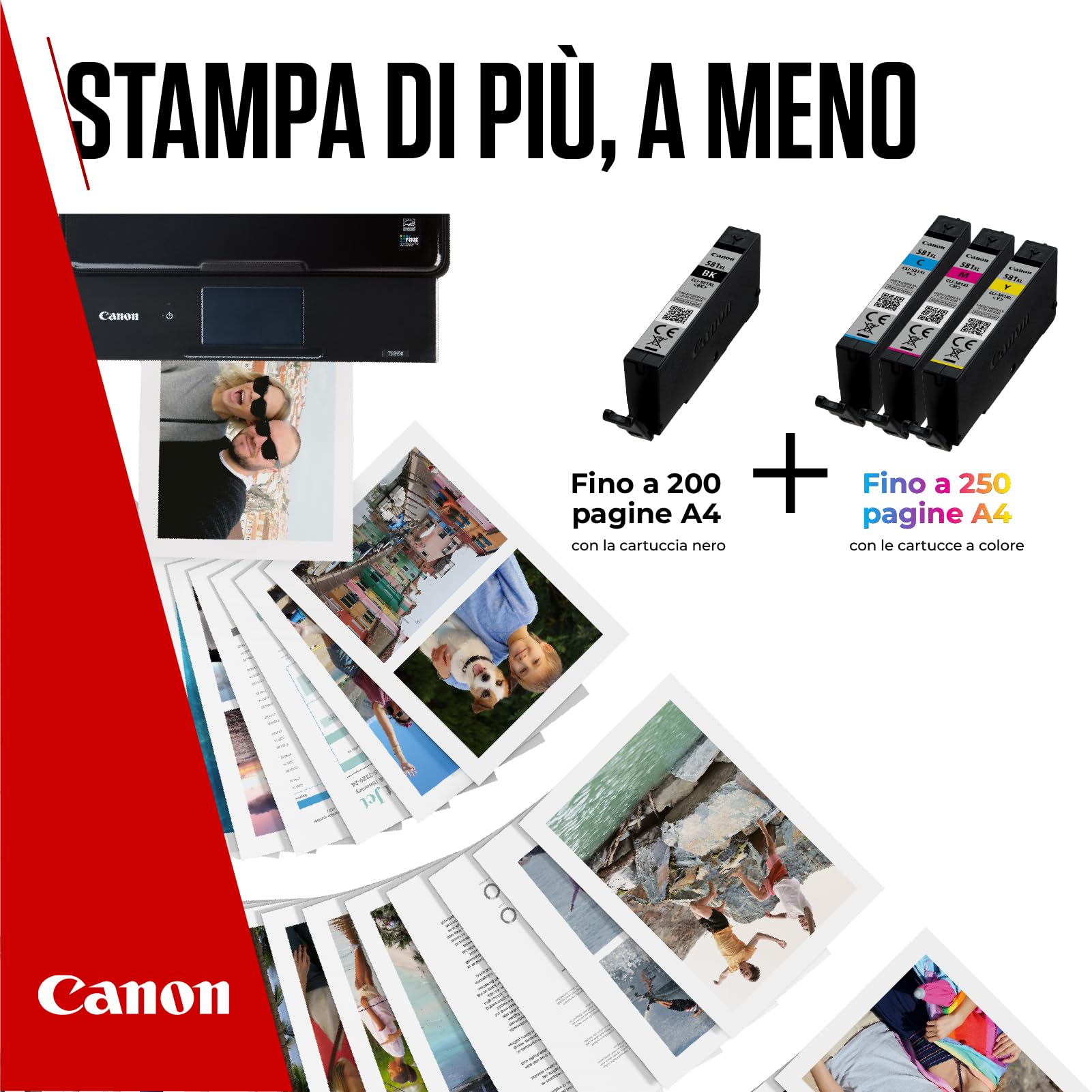 Cartucce d'inchiostro multipack + pack carta fotografica - CANON - CLI-581XL Nero/Ciano/Magenta/Giallo - Alta resa