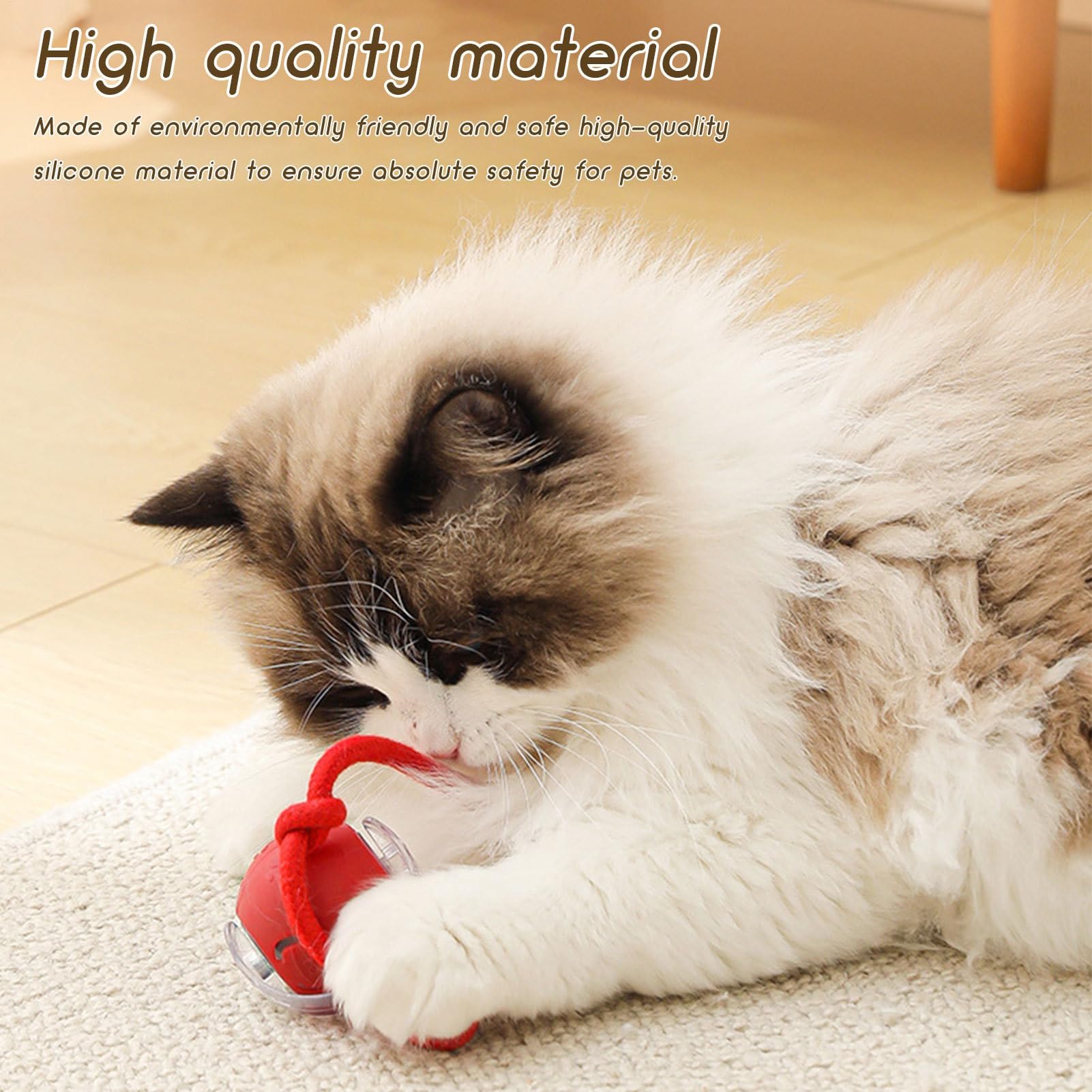 Juguetes para Gatos， Divertido Juego for Mascotas - Juguete for Gatos con Bola móvil de Silicona Cuerda | for Ejercicios enriquecimiento Juegos en Interiores(Red)