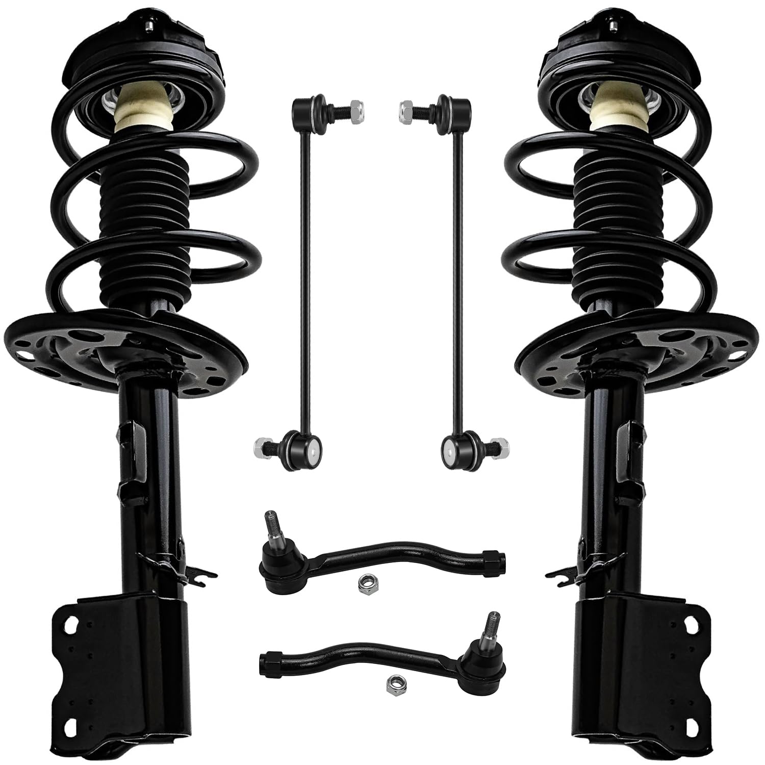 Detroit Axle - FWD Front Struts &amp; Coil Springs Sway Bar Links Outer Tie Rod