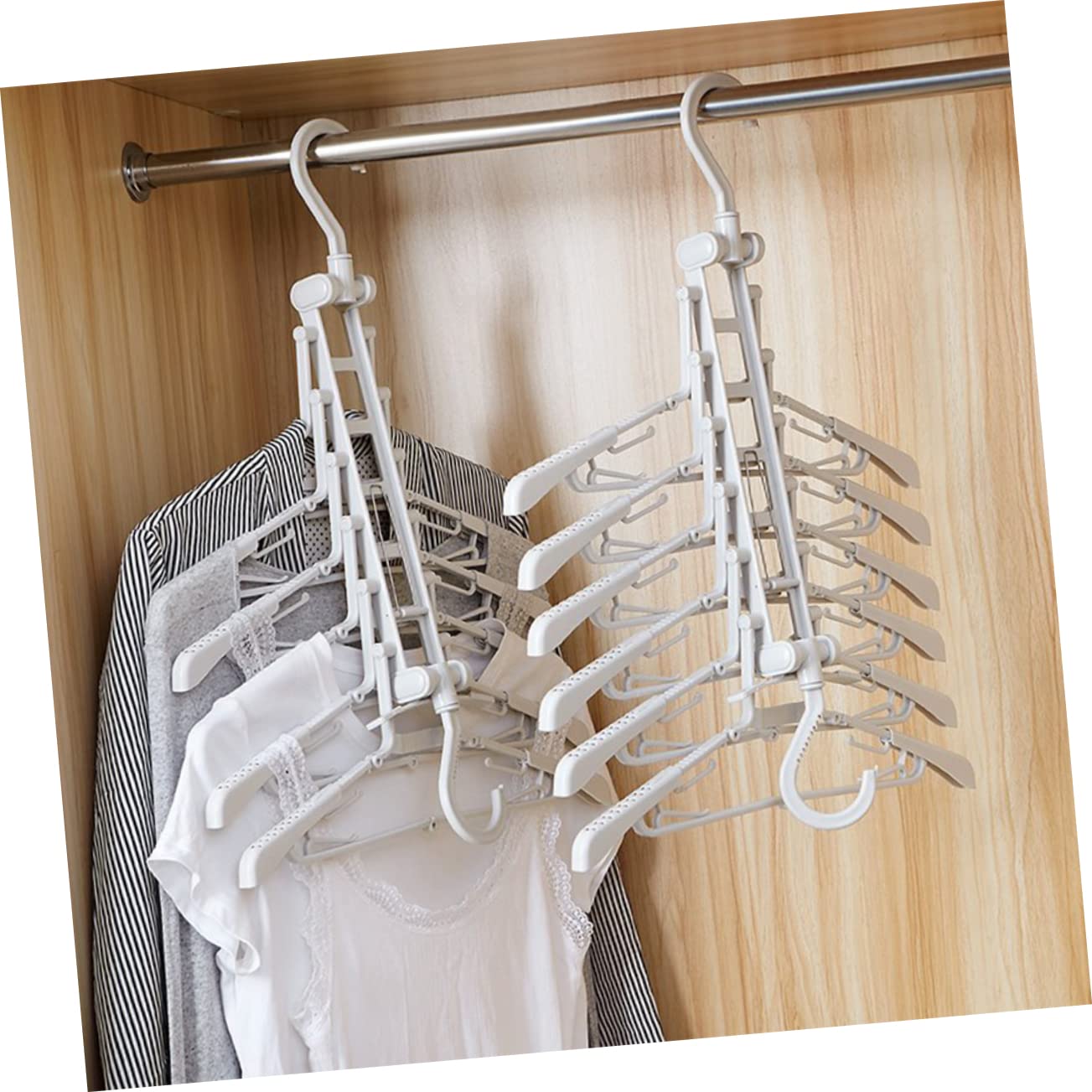 Gruccia Pieghevole Telescopica Multiuso in Pp Leggero e Salvaspazio per Pantaloni Design Flessibile per Armadio Casa e Hotel