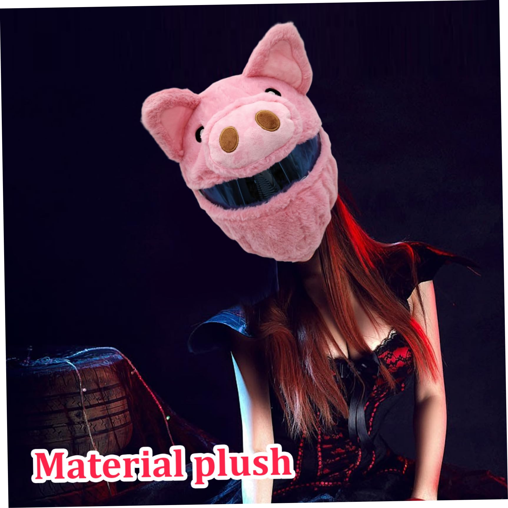 Motorradhelm-Abdeckungen, Halloween-gesichtiges Schwein, Plüsch-Helmabdeckung, Motorrad, dekorativ, lustig, niedlich, Cartoon, keine blockierende Sichtabdeckung, nur für Reiten, Partys