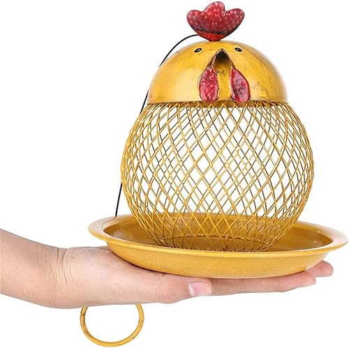 Comedero para pájaros Outdoor Hanging Bird Feeder Metal Cartoon Chicken Garden Decoration Balcony Feeder to Bird Lovers