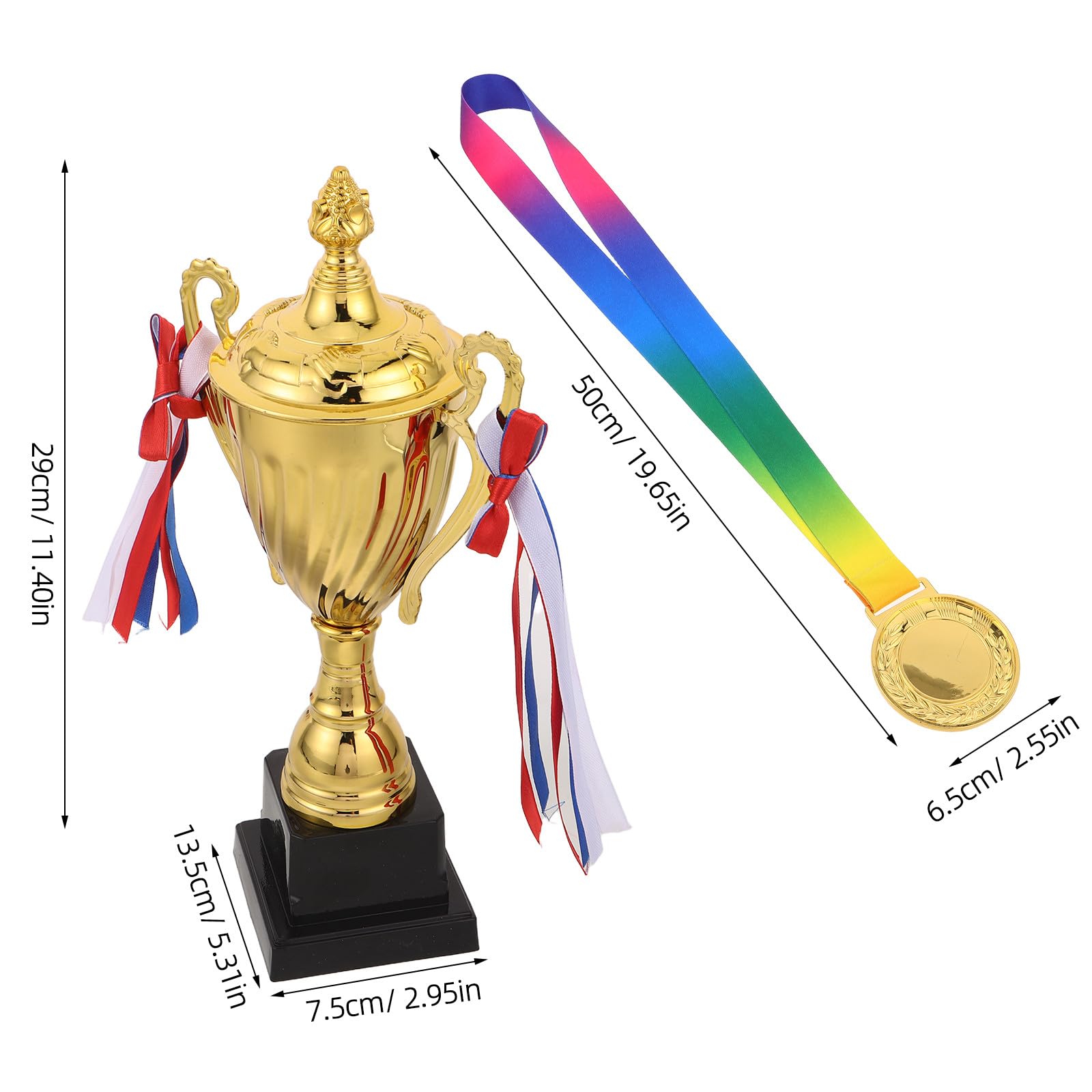Healvian Juego de trofeos y medallas de Campeonato de 11,4 Pulgadas, medallas de Metal para torneos Deportivos, premios para ganadores de competiciones atléticas.