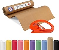 Vista 57 de Rollo de papel kraft amarillo de 36" x 1200" (100 pies) con cortador - Papel de regalo hecho en EE. UU. para embalaje, mudanza, envío