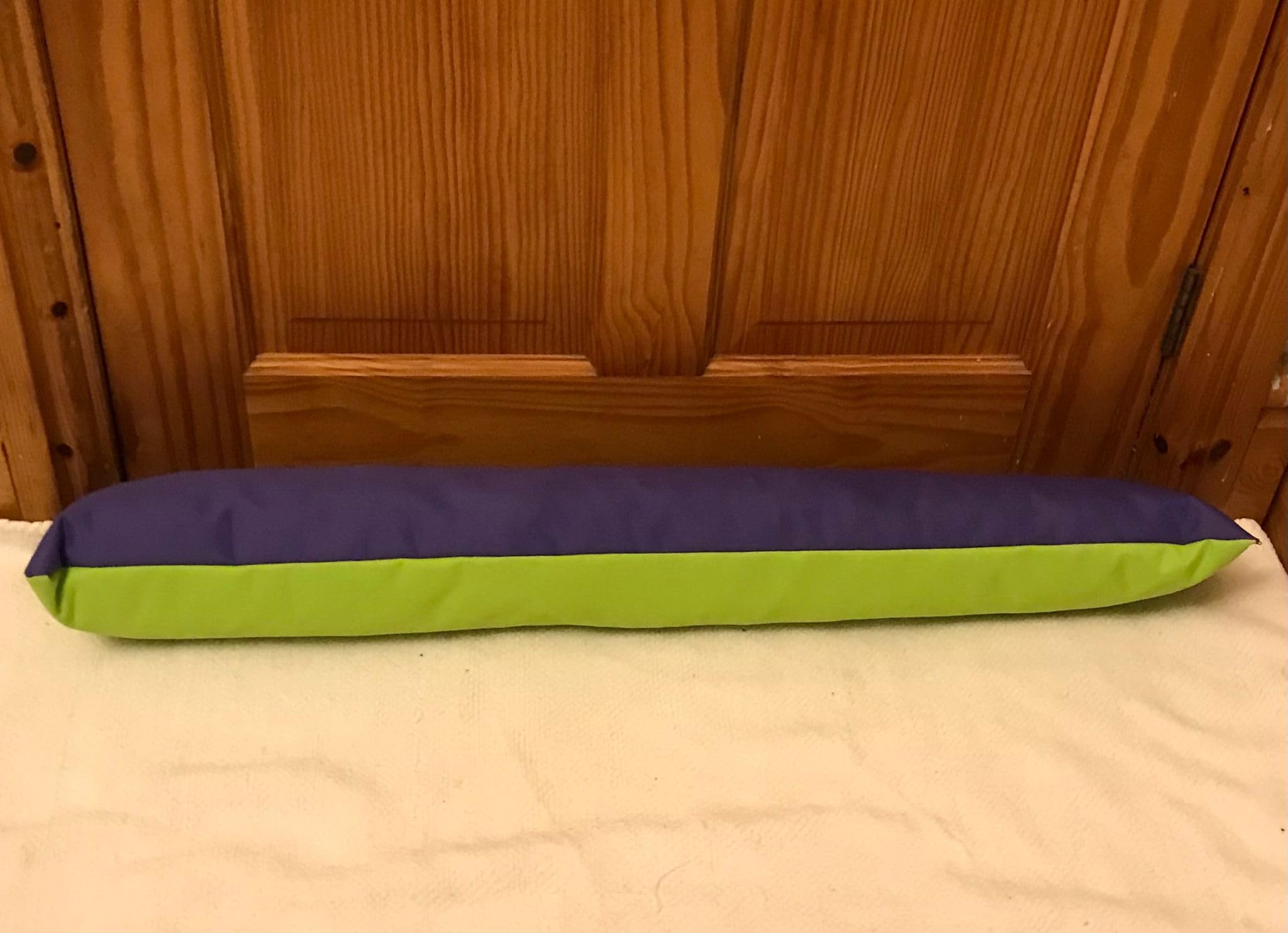 Draught Excluder Decorative Cushion Waterproof Fabric Draft Insulator Double Sided Energy Saver Wind Stopper for Door and Window 90 x 18 x 10 cm (Lime Green & Purple)