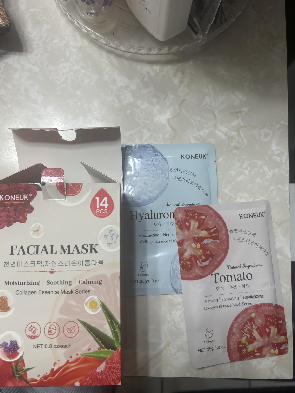 KONEUK 70 Pack Sheet Face Masks Skincare, Hydrating Face Masks Suitable for All Skin Types, Bulk Facial Mask Gifts Set for Women Skin Care, Home Skincare Spa for Sensitive Skin