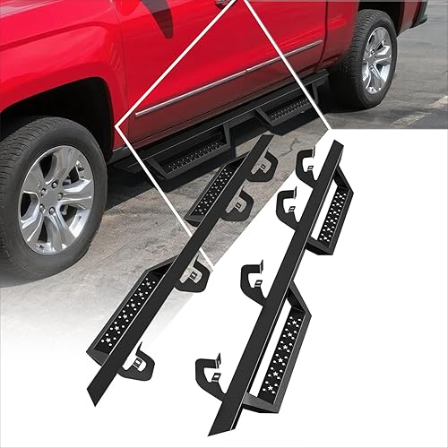 Miniatura 2 de Estribos de barras Nerf de 2.75 pulgadas, color negro, compatibles con Chevy SilveradoGMC Sierra Crew Cab 07-19 (par)