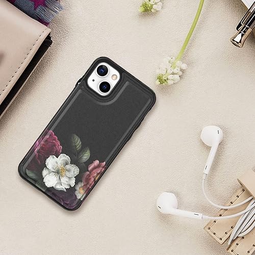 Miniatura 7 de LETO Funda tipo cartera de piel con tapa para iPhone 15+ Plus, diseños de flores de moda, ranuras para tarjetas, función atril, funda protectora